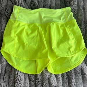 lululemon highlight yellow 4inch high rise speed ups